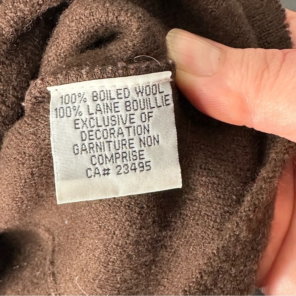 Icelandic Designs Boiled Wool Brown Floral Cardig… - image 7